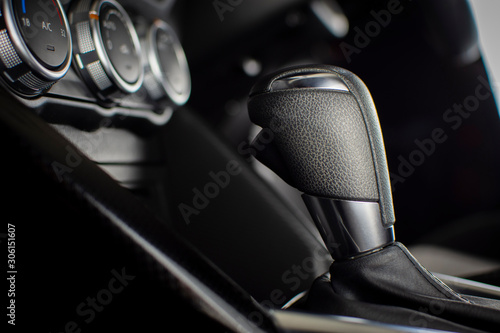 Automatic gear stick of auto transmission in a car.