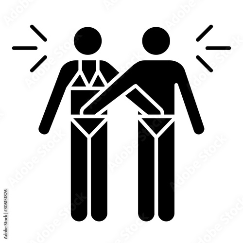 Mutual masturbation glyph icon. Couple sexual acitvity. Man and woman, girlfriend and boyfriend. Erotic play with partner. Safe sex. Silhouette symbol. Negative space. Vector isolated illustration