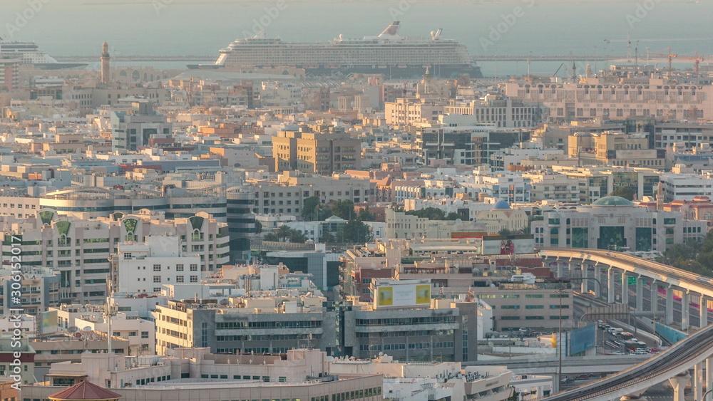 View of houses in luxury Dubai city, United Arab Emirates Timelapse Aerial