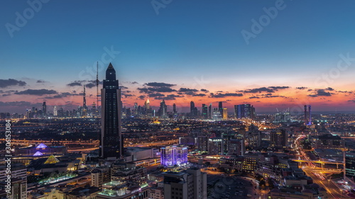 Aerial view luxury city at warm evening in luxury Dubai city, United Arab Emirates Timelapse © neiezhmakov