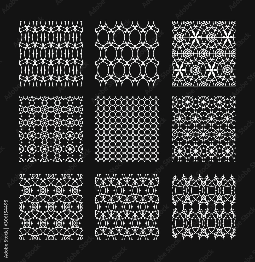 Vector White Lace Seamless Patterns. Set Clip Art.