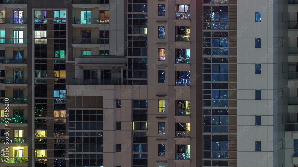 Lights from windows of offices in Dubai Aerial Timelapse Lights from windows of offices in Dubai Aerial Timelapse
