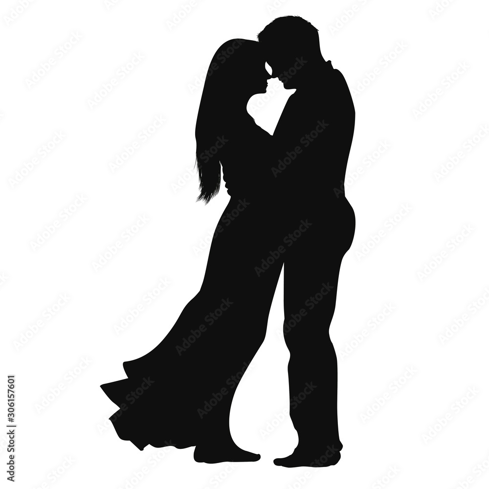 Romantic Couple Silhouette Stock Vector | Adobe Stock