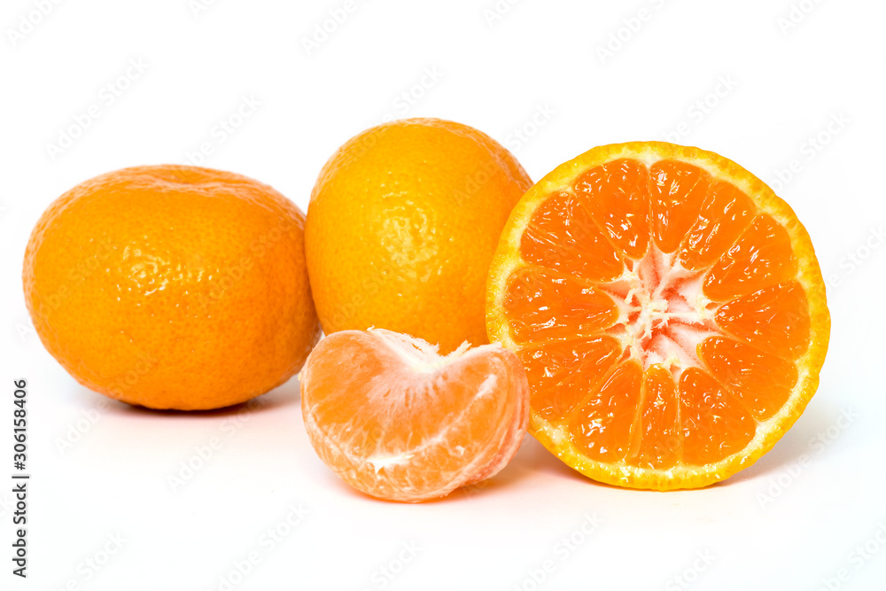 tangerine or mandarin fruit isolated on white background cutout