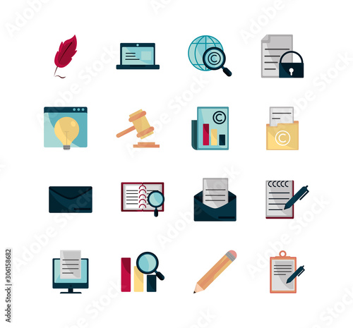 property intellectual copyright icons set