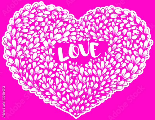 A heart of petals with the inscription "LOVE" in the middle.