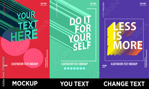 Modern poster design template 3D Text Effect Mockup /full editable	
