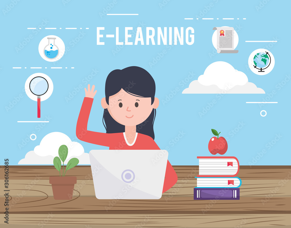 Avatar woman and learning online concept vector design Avatar woman and learning online concept vector design