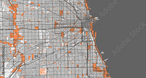 Fotografie, Obraz Detailed map of Chicago, USA