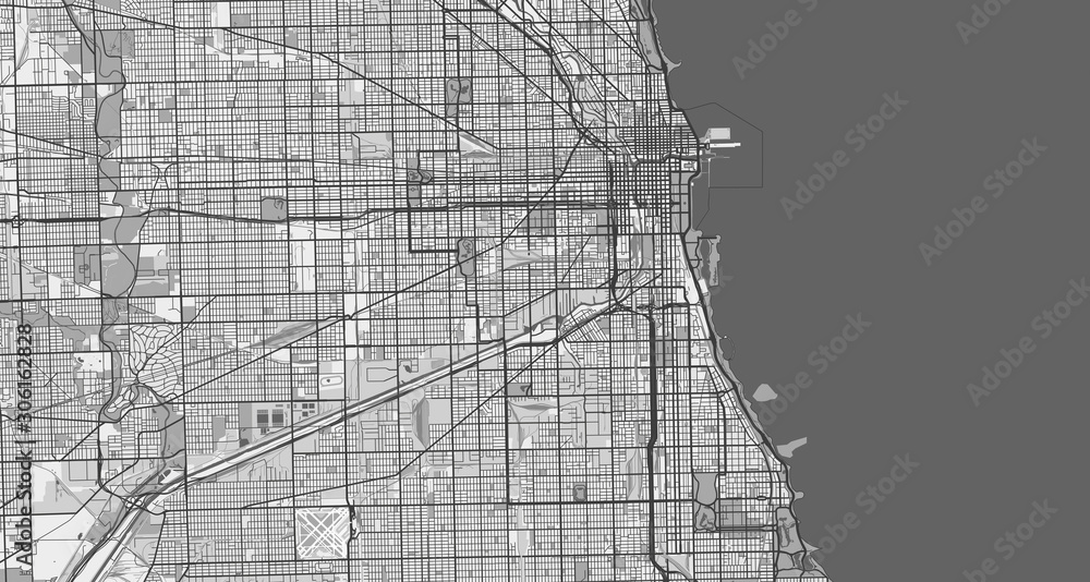 Fototapeta premium Detailed map of Chicago, USA