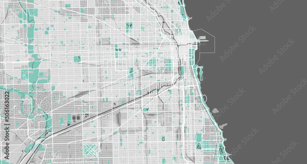 Detailed Map Of Chicago USA Stock Vector Adobe Stock 1000 F 306163022 ZkITbTOrcRjSidLlKNf7Xh2lmsOUEvz4 