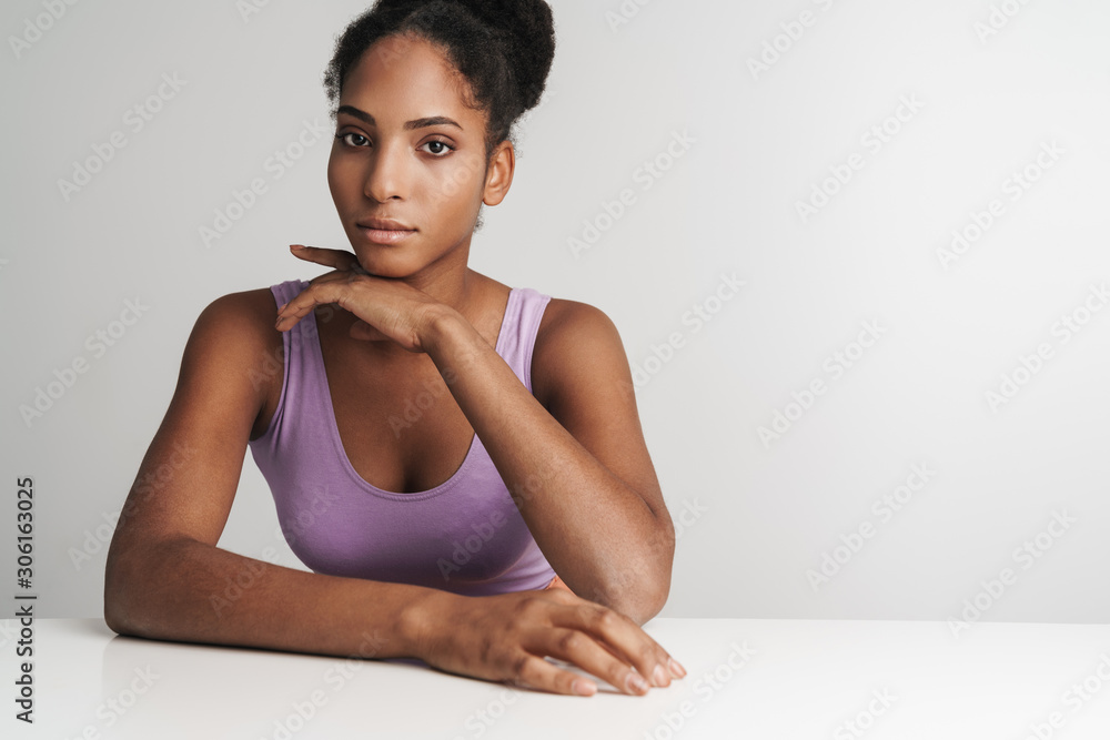 Portrait of african american confident woman looking at camera Portrait of african american confident woman looking at camera
