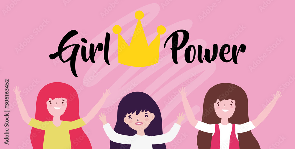 Girls cartoons of power and strong concept vector design Girls cartoons of power and strong concept vector design