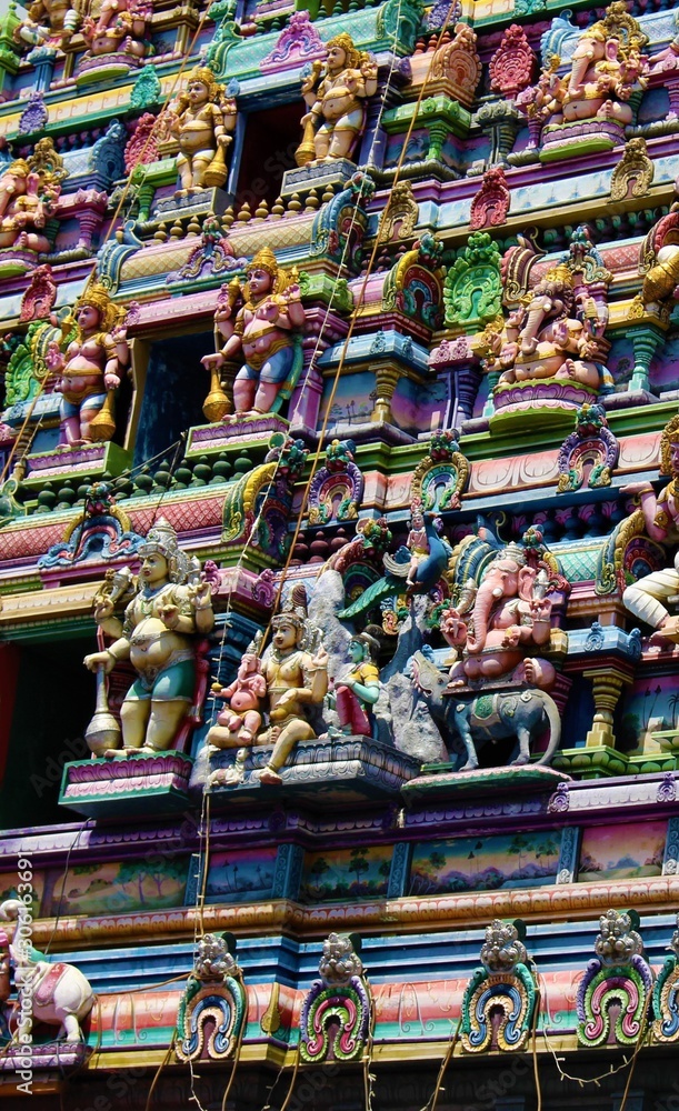 Colorful hindu temple in Victoria, Mahe, Seychelles