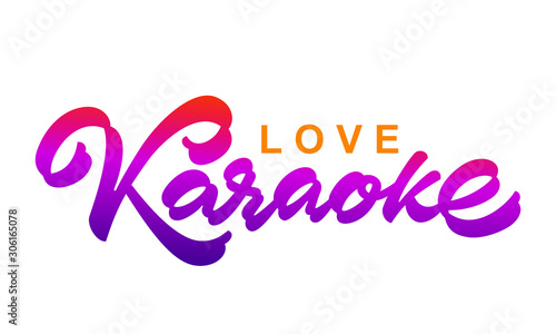 Karaoke Love logo on white background. Banner, night karaoke billboard. Vector illustration. 