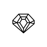 Hexagonal diamond outline icon is a simple trendy style. Vector logo of gemstone.