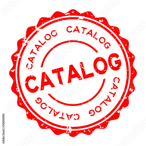 Grunge red catalog word round rubber seal stamp on white background