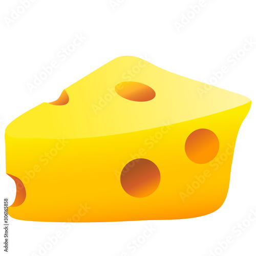Color image of cartoon cheese on white background. Food stuff. Vector illustration.