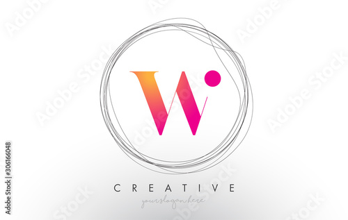 Artistic W Letter Logo Design With Creative Circular Wire Frame around it