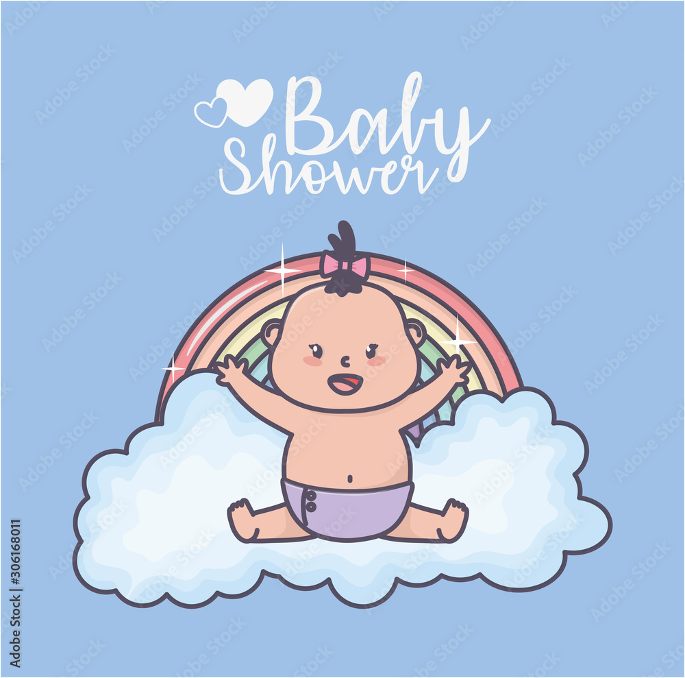 baby shower happy little girl rainbow cloud baby shower happy little girl rainbow cloud