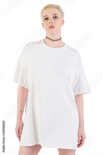 Blank t-shirt mock-up - Cool streetwear fashion girl ready for your design