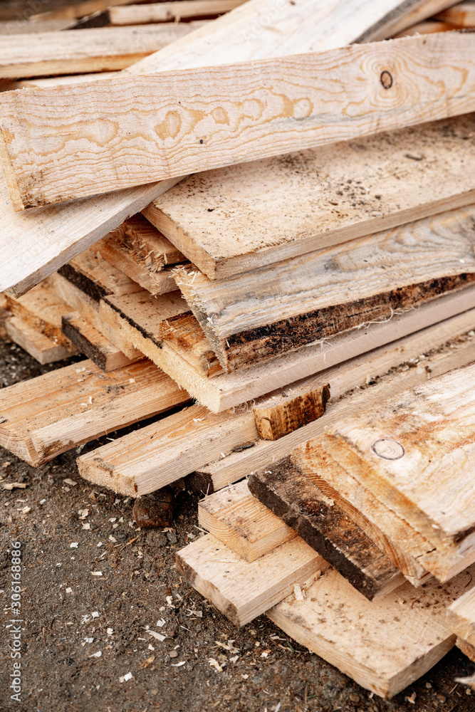 stack of formwork boards at the construction site