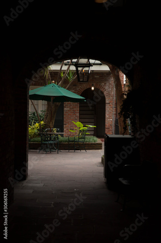 Walkway into a courtyard