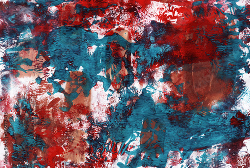 Teal and rusty red contemporary abstract painting background