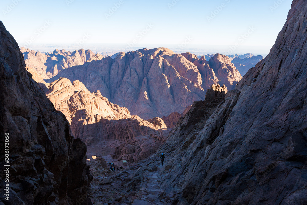 Amazing Sunrise at Sinai Mountain, Beautiful dawn in Egypt, Beautiful view from the mountain	