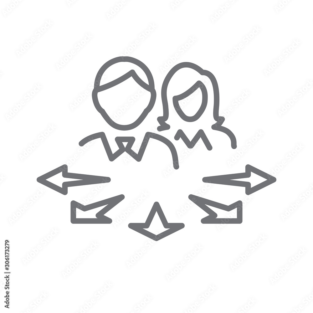Arrow, directional way sign depicting making a decision or choice icon vector Arrow, directional way sign depicting making a decision or choice icon vector