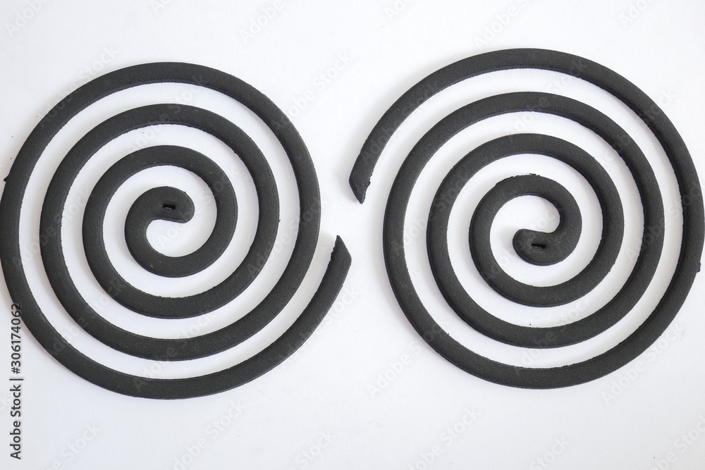 Mosquito repellent incense coil black on white background Mosquito repellent incense coil black on white background