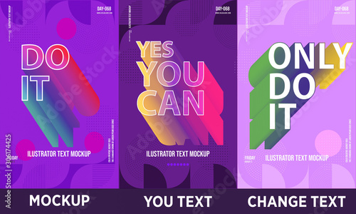 Trendy design template mockup with bright color vibrant gradient full editable text