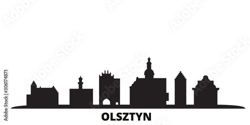 Poland, Olsztyn city skyline isolated vector illustration. Poland, Olsztyn travel cityscape with landmarks