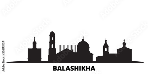 Russia, Balashikha city skyline isolated vector illustration. Russia, Balashikha travel cityscape with landmarks