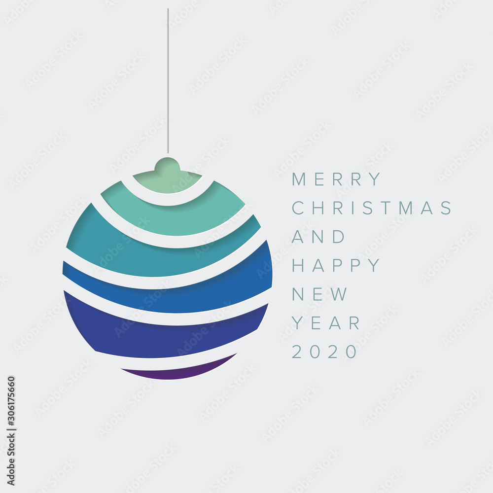 Minimalistic Christmas card with christmas sphere decoration