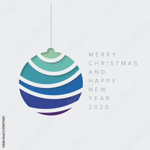 Minimalistic Christmas card with christmas sphere decoration