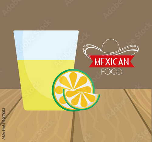 tequila shot and lime mexican food, traditional celebration design