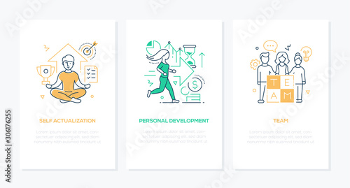 Self management skills - line design style banners set