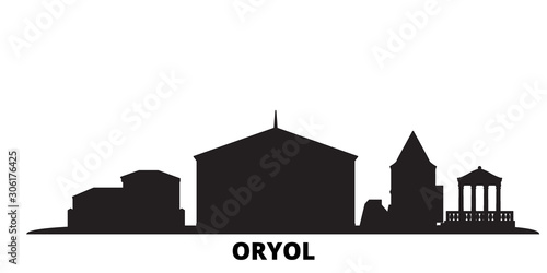 Russia, Oryol city skyline isolated vector illustration. Russia, Oryol travel cityscape with landmarks