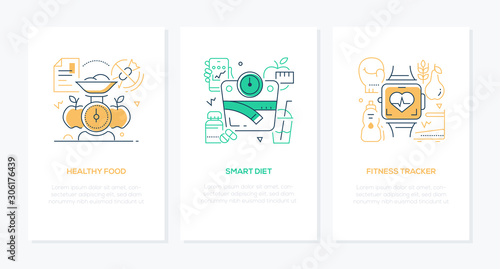 Active lifestyle and healthcare - vector line design style banners