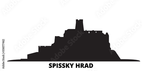 Slovakia, Spissky Hrad city skyline isolated vector illustration. Slovakia, Spissky Hrad travel cityscape with landmarks