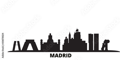Spain, Madrid City city skyline isolated vector illustration. Spain, Madrid City travel cityscape with landmarks