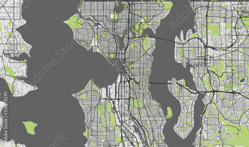 Detailed map of Seattle, USA