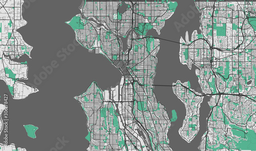 Detailed map of Seattle, USA