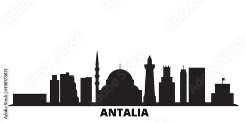 Turkey, Antalia city skyline isolated vector illustration. Turkey, Antalia travel cityscape with landmarks photo