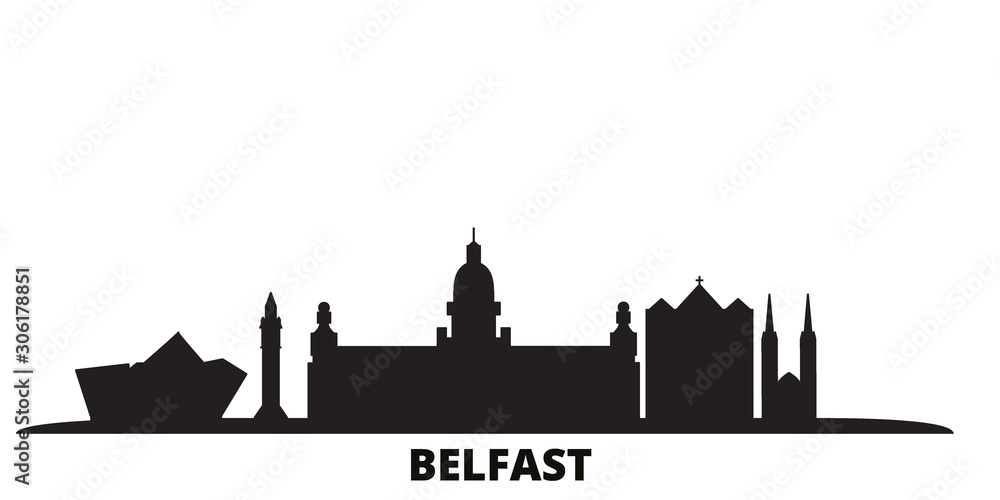Fototapeta United Kingdom, Belfast city skyline isolated vector illustration. United Kingdom, Belfast travel cityscape with landmarks