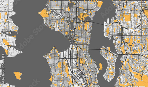Detailed map of Seattle, USA