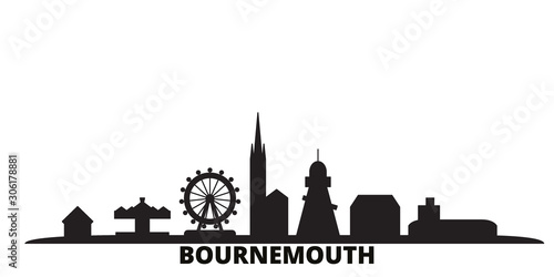 United Kingdom, Bournemouth city skyline isolated vector illustration. United Kingdom, Bournemouth travel cityscape with landmarks photo