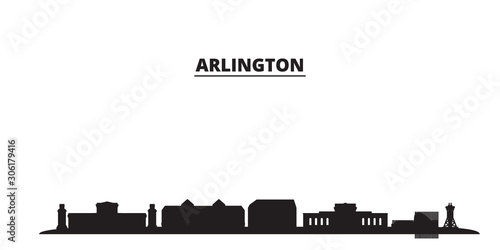 United States, Arlington City city skyline isolated vector illustration. United States, Arlington City travel cityscape with landmarks