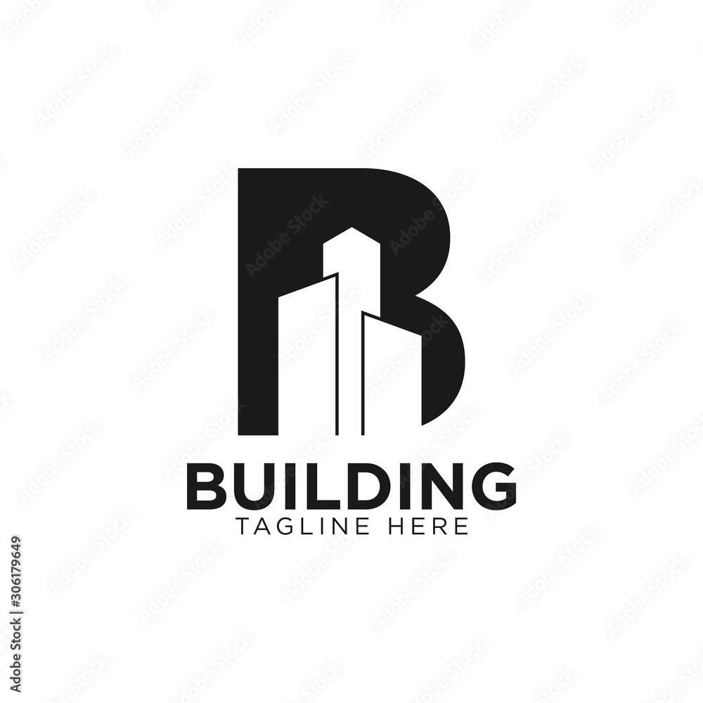 Letter B building logo design. Creative minimalism logotype icon symbol ...